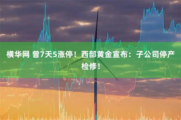 横华网 曾7天5涨停！西部黄金宣布：子公司停产检修！
